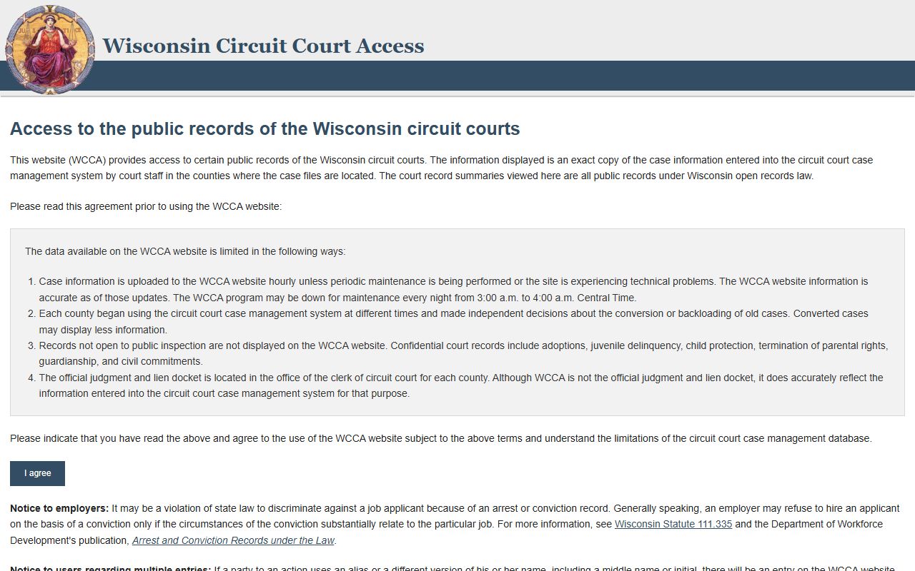 Vernon County inmate records WCCA court case search