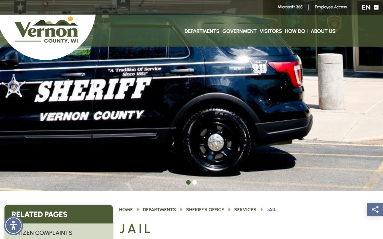 Vernon County Detention Center inmate lookup jail division page