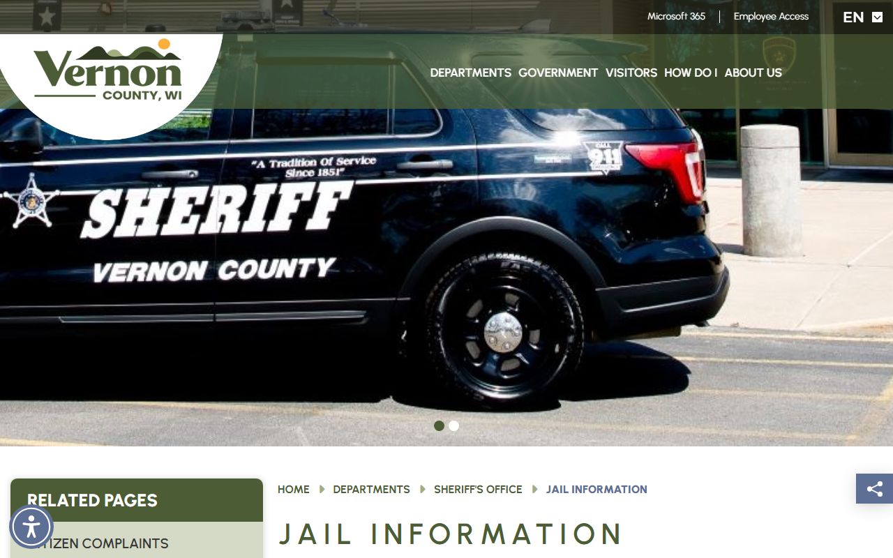 Vernon County jail mugshots jail information page