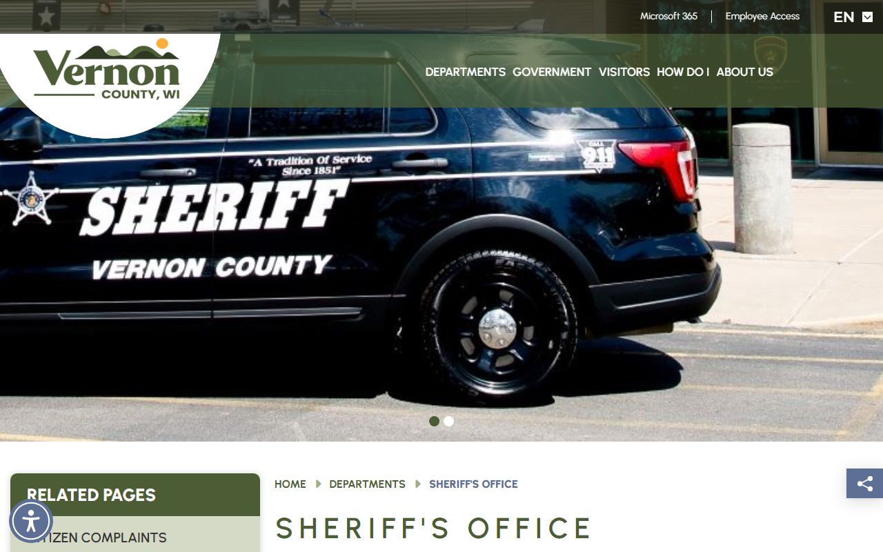 Vernon County inmate population Sheriff's Office contact page